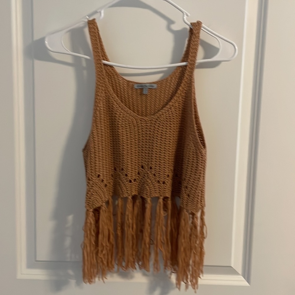 Charlotte Russe Fringed Crop Top Size Small